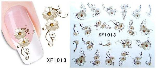 2017 Waterproof Water Transfer Nails Art Sticker Beautiful Flower Design Girl And Women Manicure Tools Nail Wraps Decals Xf1013