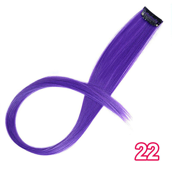 AISI BEAUTY Single Clip In One Piece Hair Extensions Rainbow Colors Synthetic Long Straight Ombre Pink Grey Hairpieces for Women