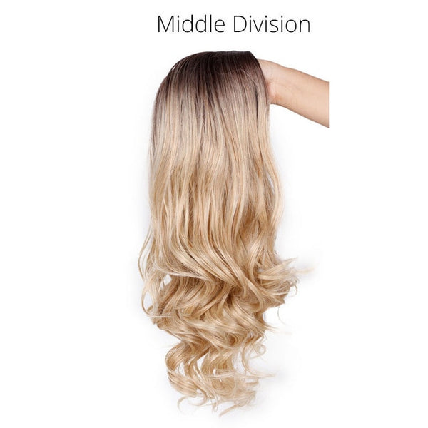 AISI BEAUTY Long Ombre Brown Wavy Wig Blonde Cosplay Synthetic Wigs For Women Glueless Hair Heat Resistant Black Gray Wigs