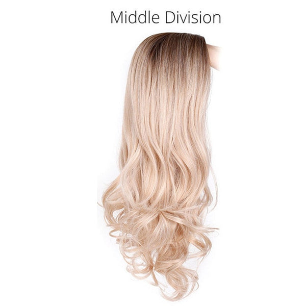 AISI BEAUTY Long Ombre Brown Wavy Wig Blonde Cosplay Synthetic Wigs For Women Glueless Hair Heat Resistant Black Gray Wigs