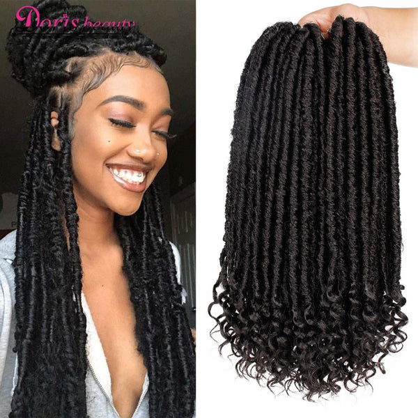 Doris beauty 16&20 inch Goddess Faux Locs Crochet Hair Soft End Natural Synthetic Braids Brown Extension For Women Locks