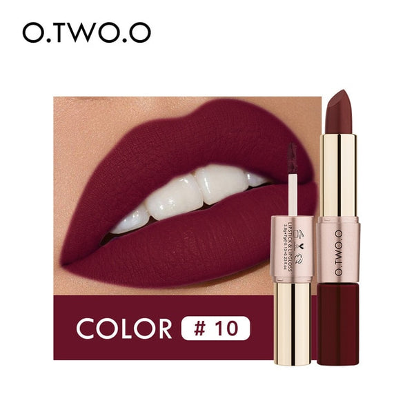O.TWO.O 12 Colors Lips Makeup Lipstick Lip Gloss Long Lasting Moisture Cosmetic Lipstick Red Lip Matte Lipstick Waterproof
