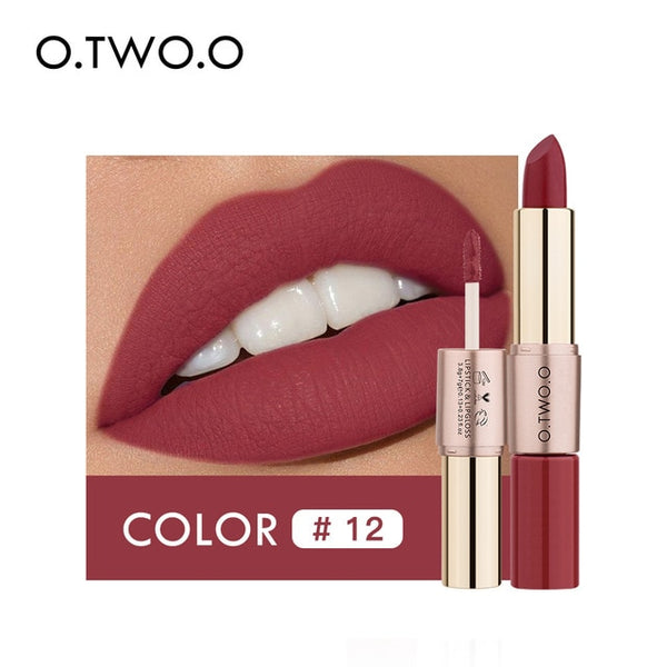 O.TWO.O 12 Colors Lips Makeup Lipstick Lip Gloss Long Lasting Moisture Cosmetic Lipstick Red Lip Matte Lipstick Waterproof