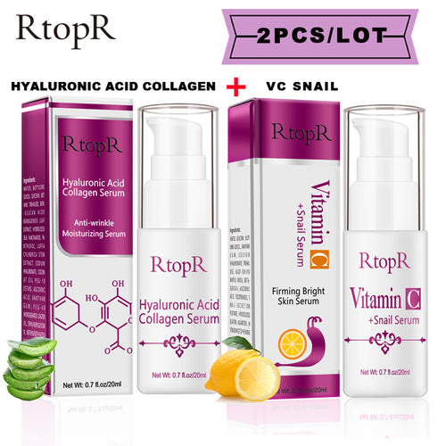 Hyaluronic Acid Serum + VC Snail Serum Collagen Serum Anti-Aging For men and women Moisturizing Skin Care Whitening Brighten