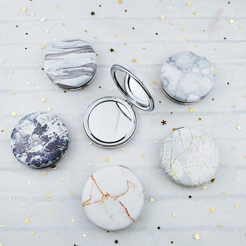 1PCs Marble Pattern Portable Double Sided Mirror Foldable Pocket Makeup Mirror Women Girls Beauty Cosmetic Compact Mirrors