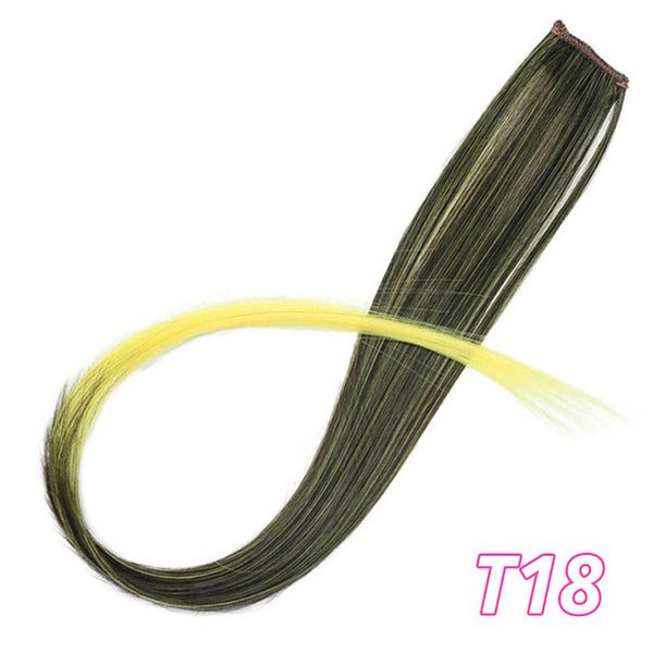 AISI BEAUTY Single Clip In One Piece Hair Extensions Rainbow Colors Synthetic Long Straight Ombre Pink Grey Hairpieces for Women