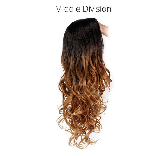 AISI BEAUTY Long Ombre Brown Wavy Wig Blonde Cosplay Synthetic Wigs For Women Glueless Hair Heat Resistant Black Gray Wigs