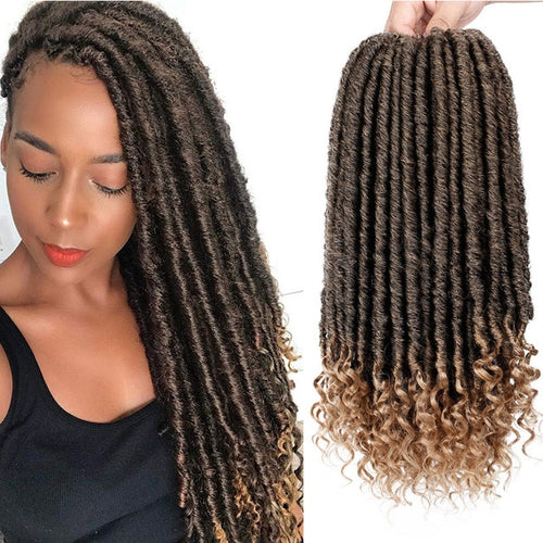 Doris beauty 16&20 inch Goddess Faux Locs Crochet Hair Soft End Natural Synthetic Braids Brown Extension For Women Locks