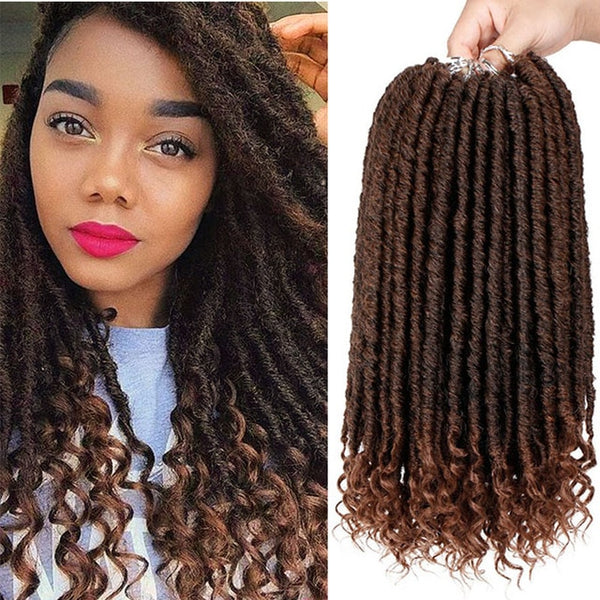 Doris beauty 16&20 inch Goddess Faux Locs Crochet Hair Soft End Natural Synthetic Braids Brown Extension For Women Locks