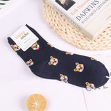 Husky corgi cartoon animal socks French bulldog cute funny women sock summer autumn comfort sweat absorbent cotton calcetines