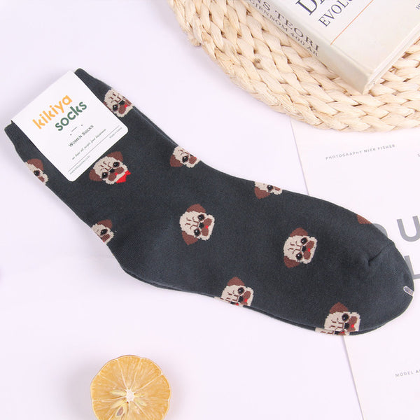 Husky corgi cartoon animal socks French bulldog cute funny women sock summer autumn comfort sweat absorbent cotton calcetines
