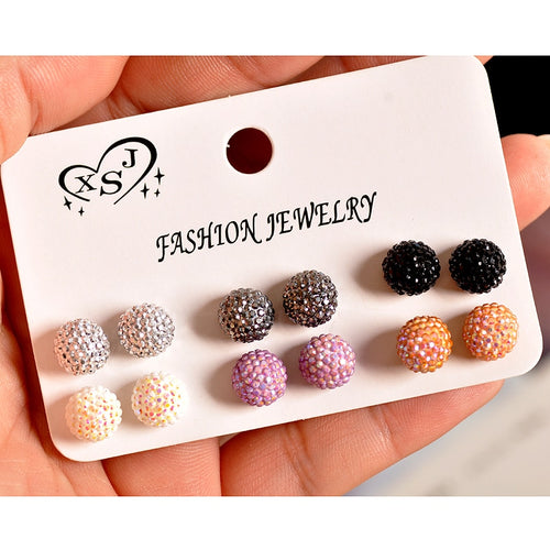 New fashion women accessories wholesale girls birthday party pearl earrings beautiful mix-and-match 6 pairs /set earrings