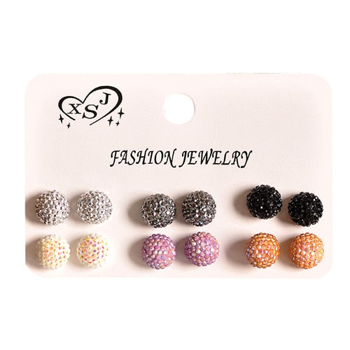 New fashion women accessories wholesale girls birthday party pearl earrings beautiful mix-and-match 6 pairs /set earrings