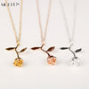 MQCHUN 3D Rose Necklace Personalized Custom Charm Necklace Final Rose Flower Beauty and the Beast Jewelry Women Girls Party Gift