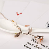MQCHUN 3D Rose Necklace Personalized Custom Charm Necklace Final Rose Flower Beauty and the Beast Jewelry Women Girls Party Gift
